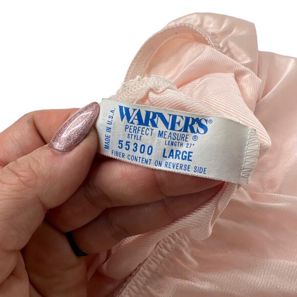 Warner's VTG Perfect Measure Lace Trim Nylon Half Slip Skirt Light Pink Large - Picture 5 of 6